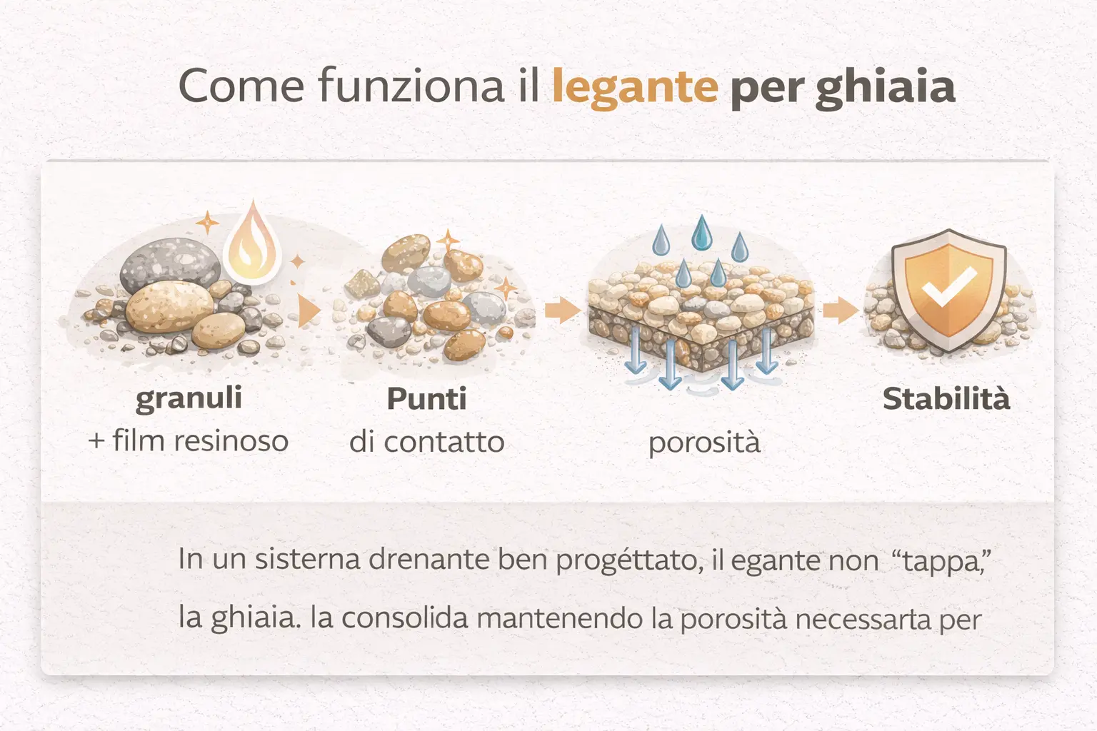 Infografica Come funziona il legante per ghiaia