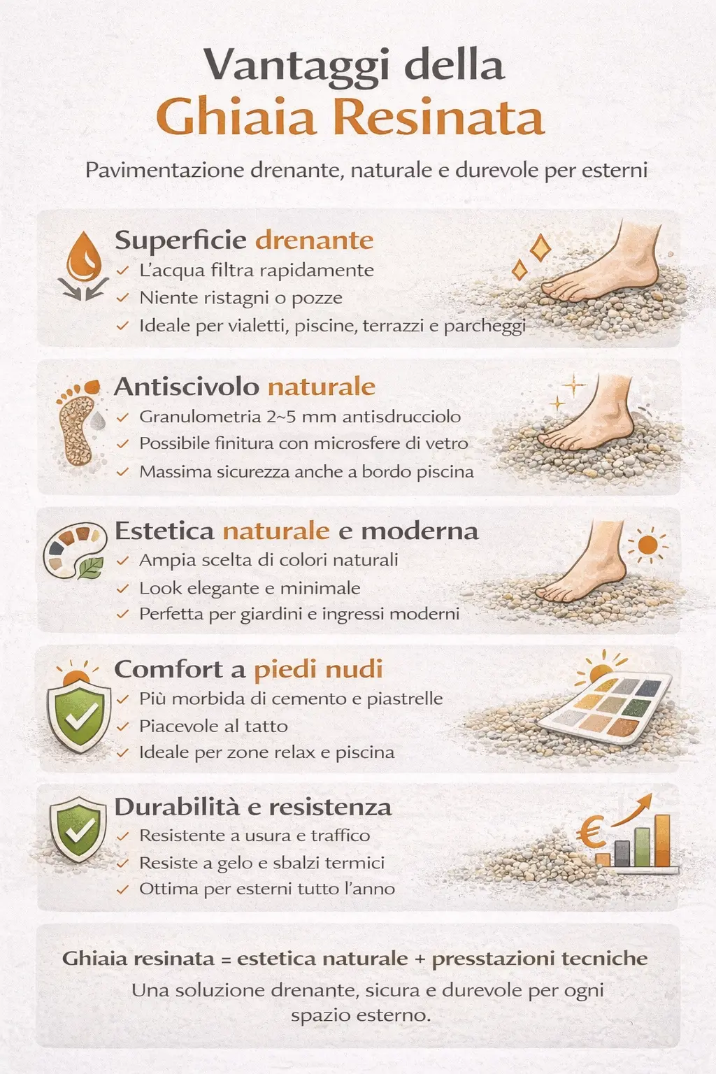 infografica Vantaggi della ghiaia resinata