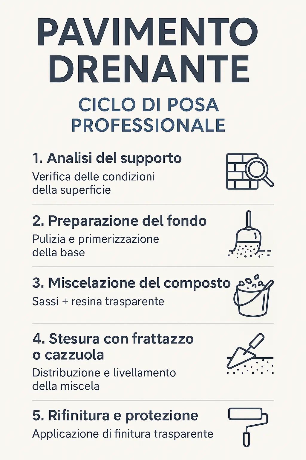 infografica ciclo di posa del pavimento drenante