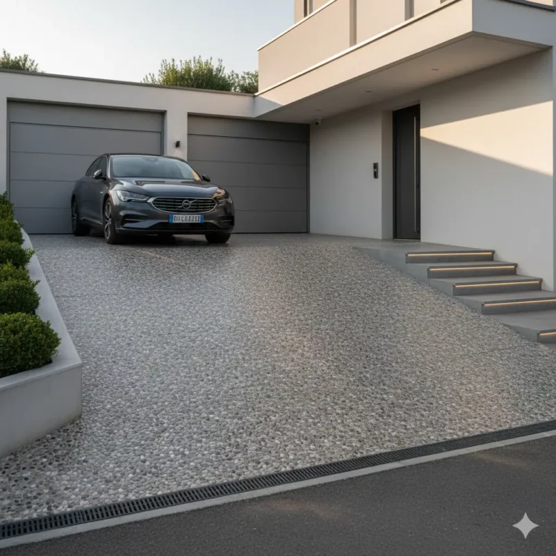 pavimento in ghiaia resinata