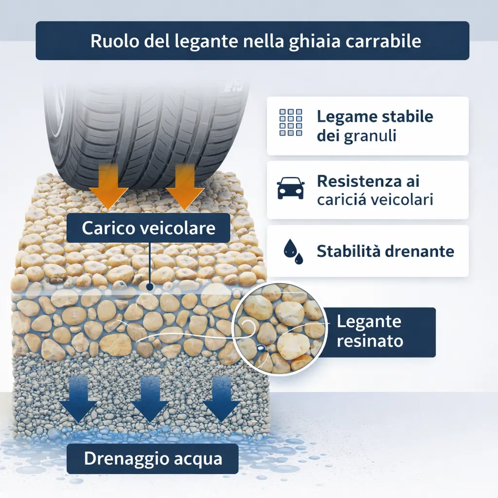 Infografica Ruolo del legante nella ghiaia carrabile
