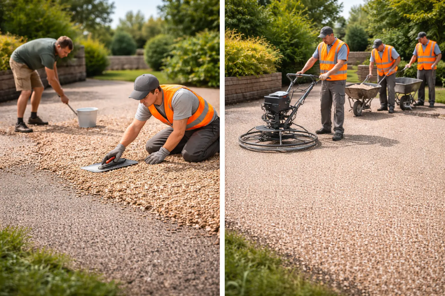 confronto a sinistra posa fai da te con attrezzi manuali, a destra posa professionale con elicottero e squadra specializzata