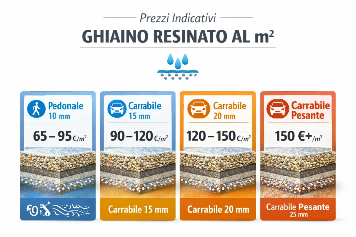 infografica ghiaino resinato tabella prezzi