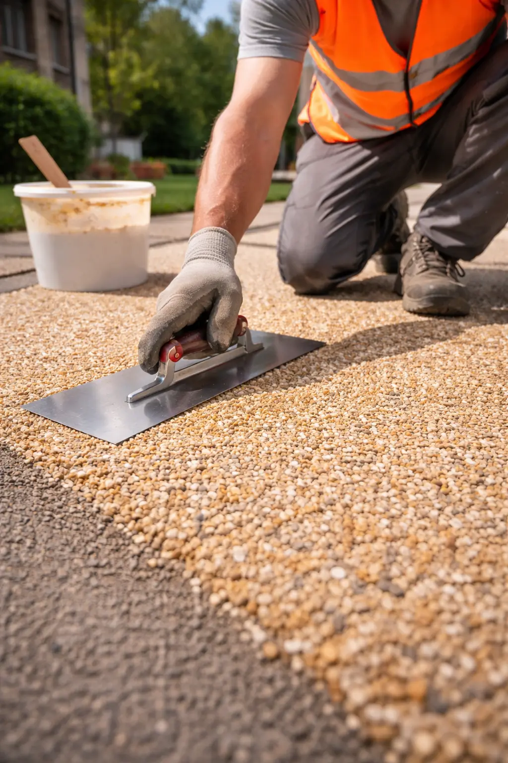 posa di ghiaia resinata con resina poliuretanica